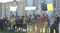 Fanoušci Nových Sadů během osmifinále MOL Cupu proti Plzni