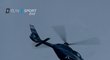 Sport živě. Policejní vrtulník v Budějovicích monitoruje fanoušky Baníku, toho času v sektoru hostí