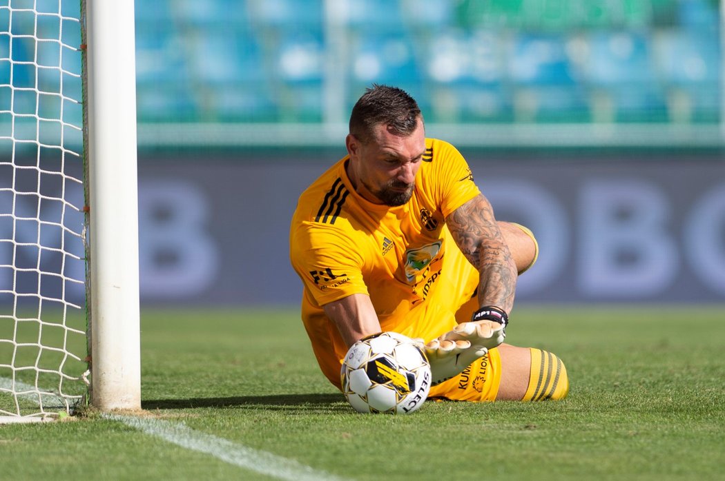 Boleslavský brankář Martin Polaček v domácím utkání proti Jablonci