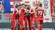 Fotbalisté Zbrojovky Brno se radují z gólu do sítě Příbrami během úvodního zápasu baráže o FORTUNA:LIGU