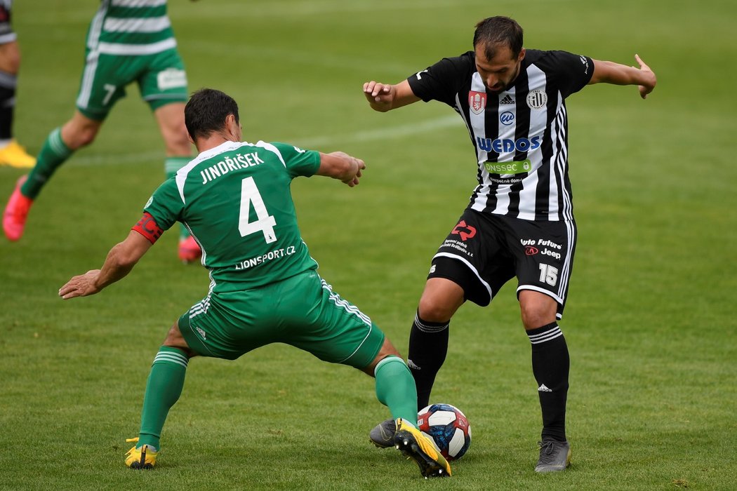 Josef Jindřišek z Bohemians zastavuje českobudějovického Davida Ledeckého