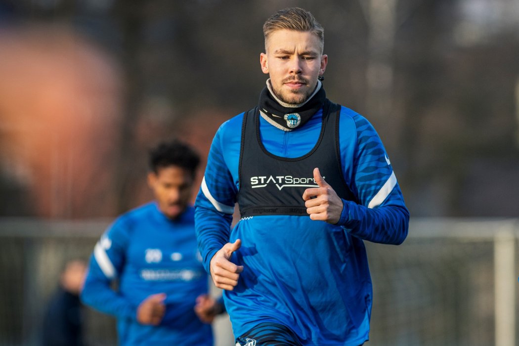 Dominik Plechatý na tréninku Slovanu Liberec