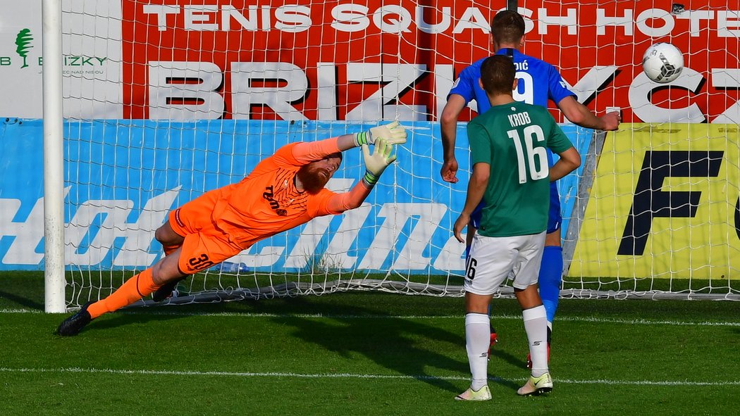 Vlastimil Hrubý na střelu Tomáše Malinského nedosáhl