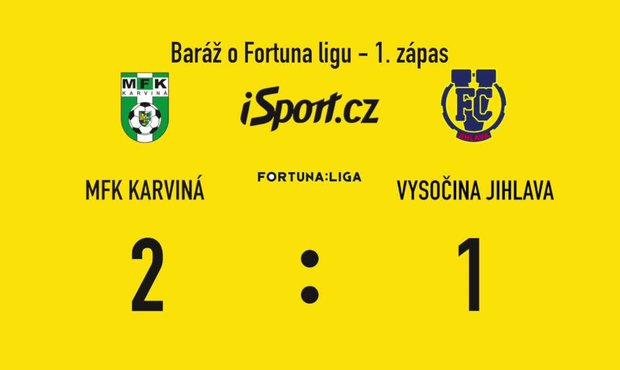 SESTŘIH: Karviná - Jihlava 2:1. Slezané mají do odvety náskok i díky sporné (ne)penaltě