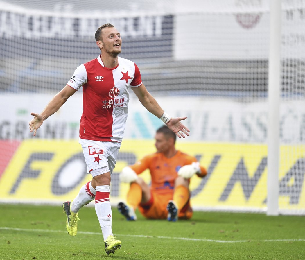 Vladimír Coufal si připsal první ligový gól v barvách Slavie.