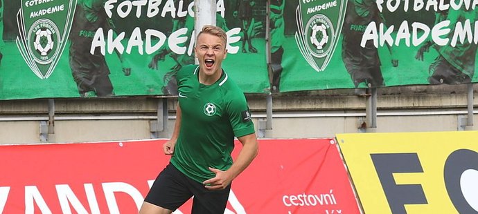 Příbramský Jan Matoušek se raduje z gólu do sítě Bohemians