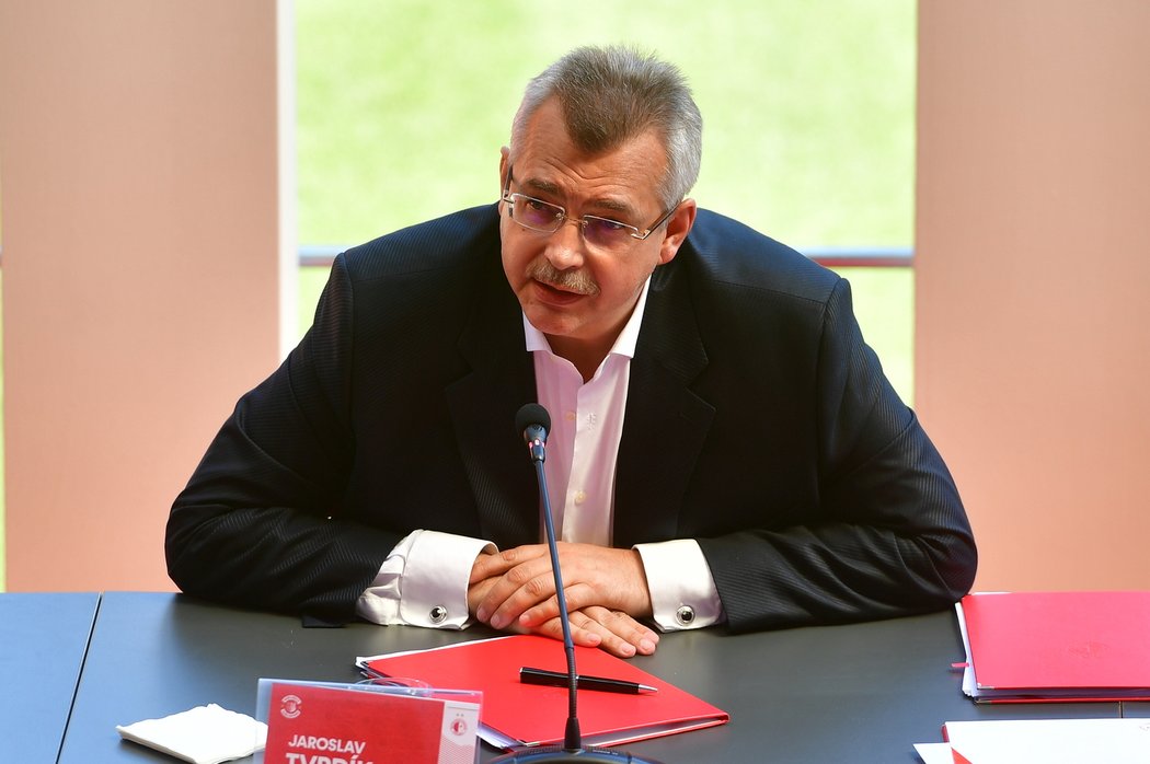 Jaroslav Tvrdík na tiskové konferenci Slavie před novou sezonou 2020/2021