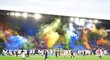 Choreo v podání fanoušků Slavie během utkání proti Plzni