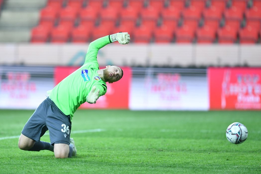 Plzeňský gólman Jindřich Staněk během utkání na Slavii