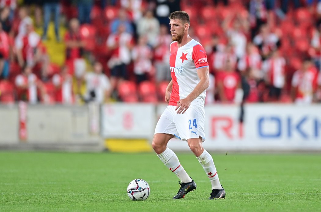 Ladislav Takács v dresu Slavie v utkání proti Slovácku