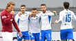 Fotbalisté Liberce se radují po vlastním gólu sparťana Martina Frýdka