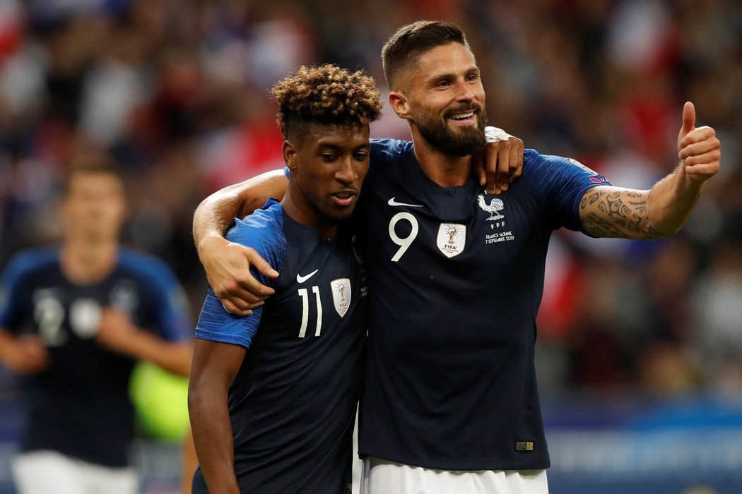 Kingsley Coman i Olivier Giroud se střelecky prosadili proti Albánii