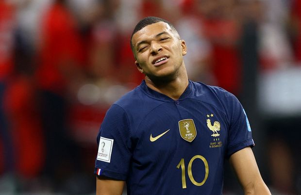 Kylian Mbappé během utkání s Marokem Kylian Mbappé během utkání s Marokem