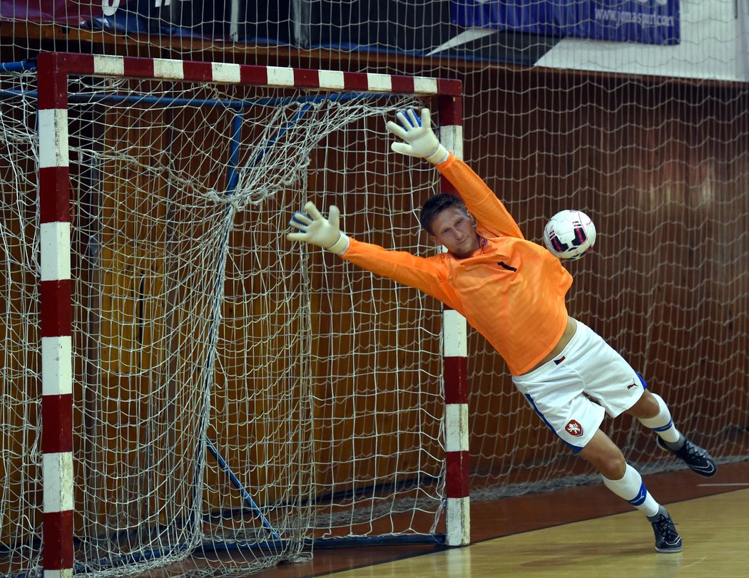 Střelec Milan Škoda se při futsalové exhibici postavil do branky