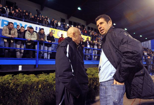 Karel Jarolím a Petr Doležal (vpravo) po prohře s Baníkem Karel Jarolím a Petr Doležal (vpravo) po prohře s Baníkem