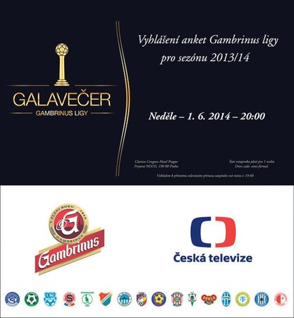 Galavečer fotbalové Gambrinus ligy se koná v neděli 1. června