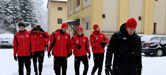 Fotbalisté Slavie na soustředění v Krkonoších, kde nabírají kondici před startem jarní části ligy