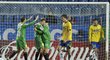 Fotbalisté Jablonce se radují z prvního gólu do sítě Teplic