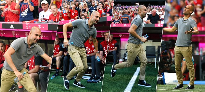 Španělský trenér Manchesteru City Pep Guardiola v zápase s Bayernem Mnichov