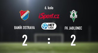 CELÝ SESTŘIH: Baník Ostrava - Jablonec 2:2. Domácí sahali po obratu