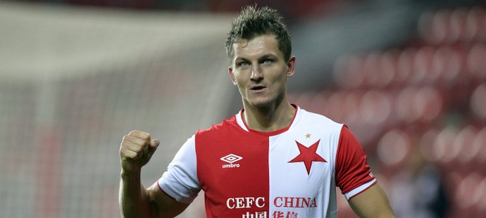 Útočník Slavie Tomáš Necid vstřelil proti Brnu oba góly svého týmu