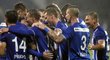 Fotbalisté Mladé Boleslavi se radují z nakonec vítězného gólu v zápase proti Slovácku