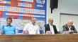 Zleva: Marek Bakoš, Pavel Vrba, Tomáš Paclík a Adolf Šádek na plzeňské tiskové konferenci před začátkem sezony 2017/18