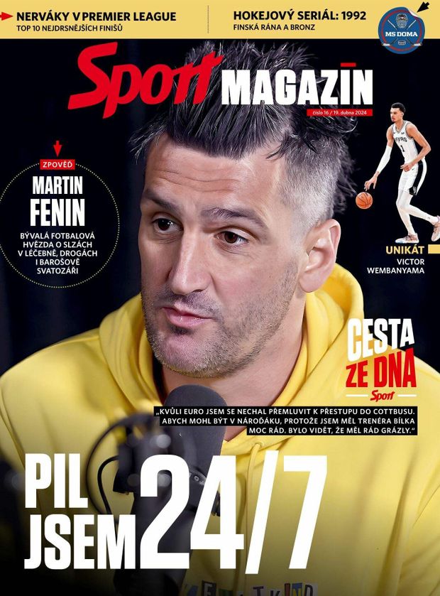 Titulní strana pátečního Sport Magazínu s fotbalistou Martinem Feninem po návratu z léčení Titulní strana pátečního Sport Magazínu s fotbalistou Martinem Feninem po návratu z léčení