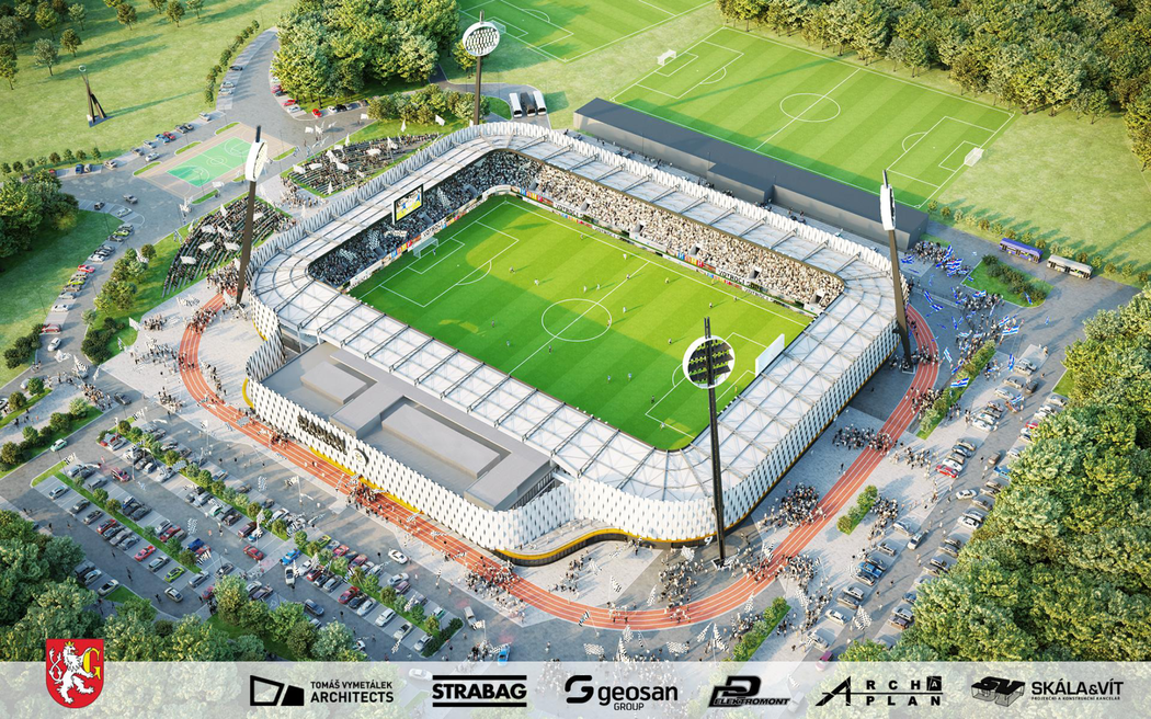 Vizualizace nového stadionu Hradce Králové
