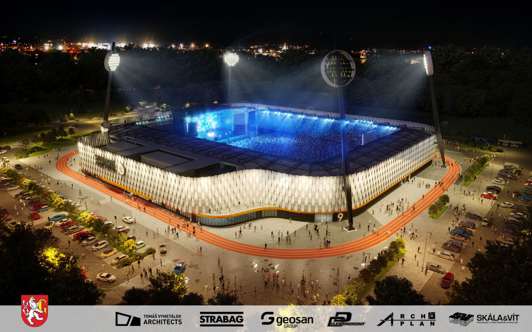 Vizualizace nového stadionu Hradce Králové