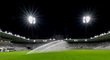 Zkouška osvětlení dokončovaného fotbalového stadionu v Hradci Králové