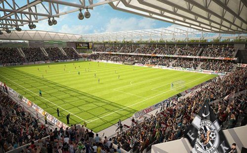 Vizualizace nového stadionu, který by v budoucnu měl vyrůst v Hradci Králové