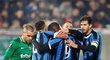 Radost hráčů Interu v utkání s Ludogorcem Razgrad v Evropské lize