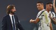 Trenér Andrea Pirlo a útočník Cristiano Ronaldo se radují po výhře v prvním kole italské ligy 