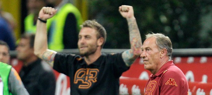 De Rossi a Zeman se radují, Řím porazil Inter Milán 3:1.