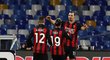 Radost fotbalistů AC Milán z branky proti Neapoli, autorem fenomenální Zlatan Ibrahimovic