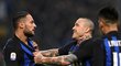 Fotbalisté Interu se radují ze vstřelené branky do sítě Sampdorie Janov