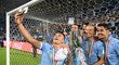 Fotbalisté Lazia Řím oslavují zisk italského Superpoháru