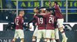 Radost hráčů AC Milán po gólu Zlatana Ibrahimovice