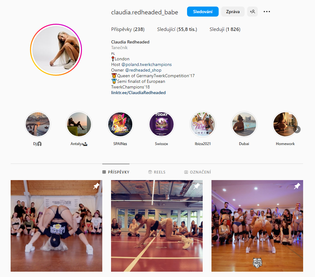 Instagram Kiwiorovy přítelkyně Claudie Readheaded