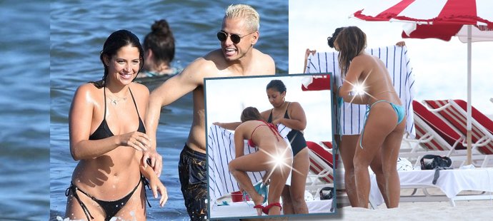 Sarah Kohanová, přítelkyně fotbalové hvězdy Javiera Hernándeze, se toho na pláži vůbec nebála a ukázala všechno...