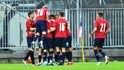 Česká jednadvacítka se raduje ze vstřeleného gólu proti Andoře