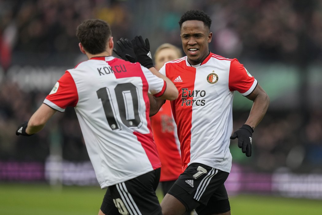 Radost hráčů Feyenoordu po rychlé trefě