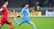 Slávistický útočník Ivan Schranz střílí gól v zápase proti Unionu Berlín