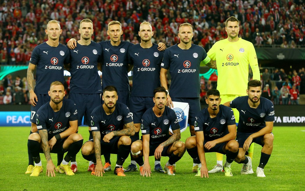 Fotbalisté Slovácka před zápasem EKL v Kolíně nad Rýnem