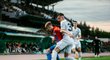 Fotbalisté Plzně během utkání Konferenční ligy v kazachstánském Kostanaji