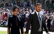 David Beckham s manželkou Victorií na královské svatbě