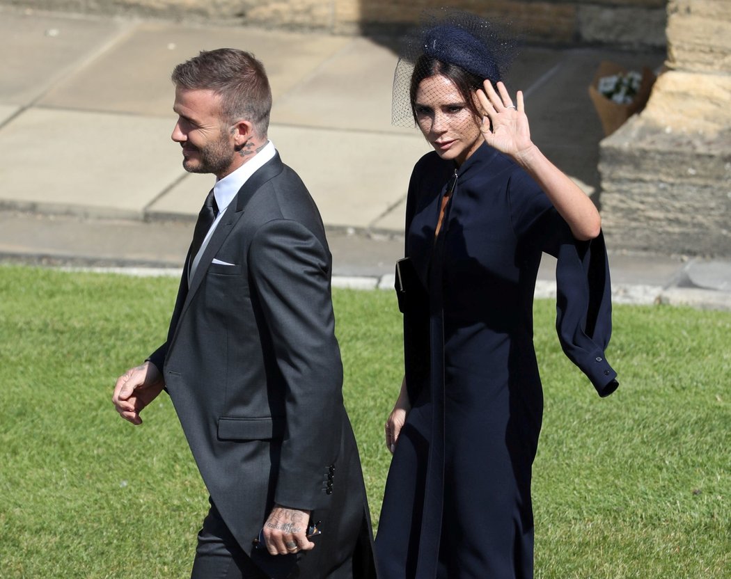 David Beckham s manželkou Victorií na královské svatbě