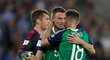 Radost fotbalistů Severního Irska po výhře nad Českem