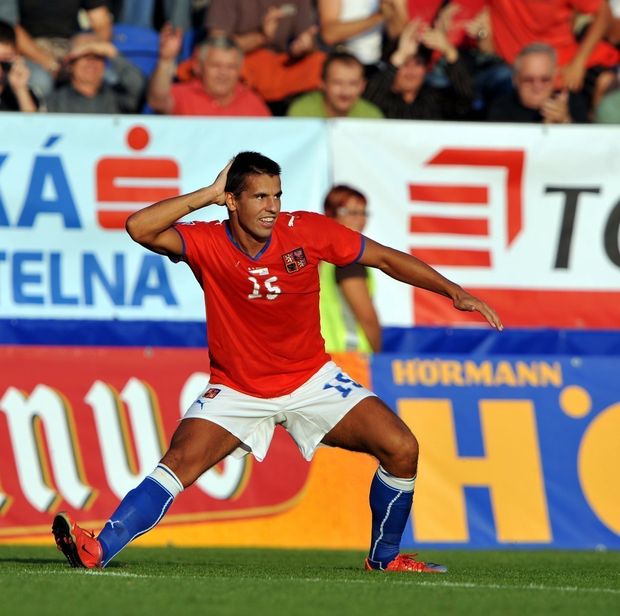 Milan Baroš slaví úvodní gól do sítě San Marina Milan Baroš slaví úvodní gól do sítě San Marina